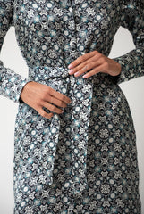 Black Crystal Neo Geo Silk Shirt Dress