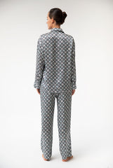 Black Crystal Neo Geo Silk Pyjama Pants