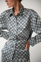 Black Crystal Neo Geo Silk Shirt