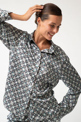 Black Crystal Neo Geo Silk Shirt