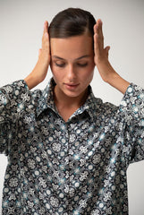 Black Crystal Neo Geo Silk Shirt