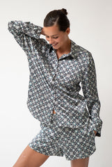 Black Crystal Neo Geo Silk Shirt