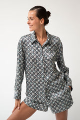 Black Crystal Neo Geo Silk Shorts