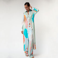 Us Tencel Twill Button-Down Long Shirt Dress