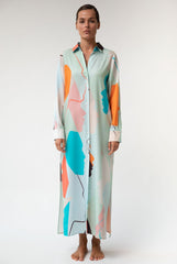Us Tencel Twill Button-Down Long Shirt Dress