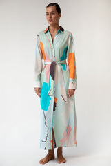 Us Tencel Twill Button-Down Long Shirt Dress