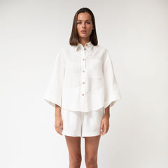 White Heavy Linen Shorts Perfect Days