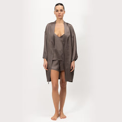 Silk Short Kimono-Style Robe the Lady