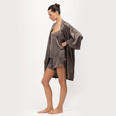 Silk Short Kimono-Style Robe the Lady