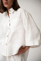 White Heavy Linen Shirt Perfect Days
