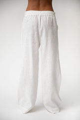 White Heavy Linen Wide-Leg Pants Perfect Days