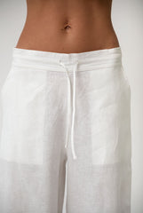 White Heavy Linen Wide-Leg Pants Perfect Days