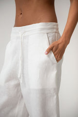 White Heavy Linen Wide-Leg Pants Perfect Days