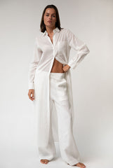 White Heavy Linen Wide-Leg Pants Perfect Days