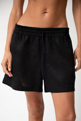 Black Heavy Linen Shorts Perfect Days
