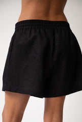 Black Heavy Linen Shorts Perfect Days