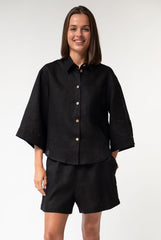 Black Heavy Linen Shorts Perfect Days