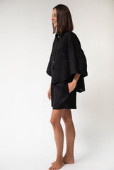 Black Heavy Linen Shorts Perfect Days