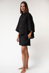 Black Heavy Linen Shorts Perfect Days