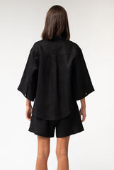 Black Heavy Linen Shorts Perfect Days