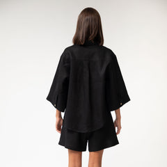 Black Heavy Linen Shorts Perfect Days