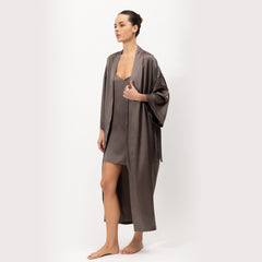 Silk Long Kimono-Style Robe the Lady