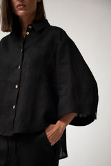 Black Heavy Linen Shirt Perfect Days