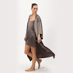 Silk Long Kimono-Style Robe the Lady