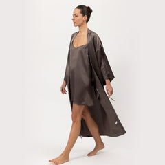 Silk Long Kimono-Style Robe the Lady