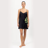 Silk Dreamscape Slip Dress Black Flower