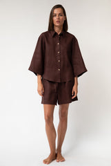 Brown Heavy Linen Shorts Perfect Days