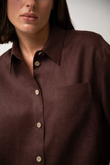 Brown Heavy Linen Shirt Perfect Days