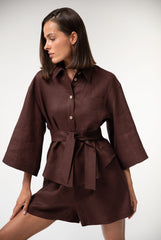 Brown Heavy Linen Shirt Perfect Days