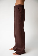 Brown Heavy Linen Wide-Leg Pants Perfect Days