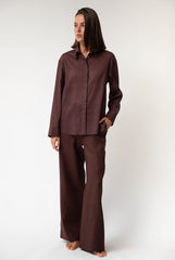 Brown Heavy Linen Wide-Leg Pants Perfect Days