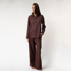 Brown Heavy Linen Wide-Leg Pants Perfect Days