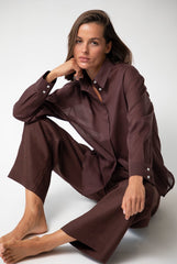 Linen Voile Shirt Restorative Brown
