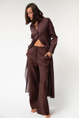 Brown Heavy Linen Wide-Leg Pants Perfect Days