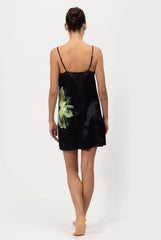 Silk Dreamscape Slip Dress Black Flower