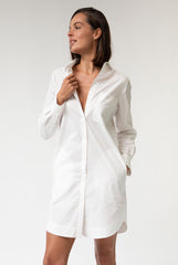 White InStyle Cotton Poplin Shirt Dress