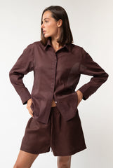 Linen Voile Shirt Restorative Brown