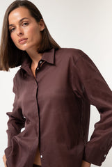 Linen Voile Shirt Restorative Brown