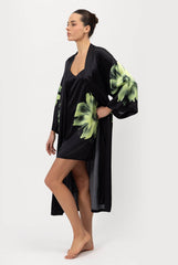 Silk Dreamscape Slip Dress Black Flower