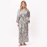 Silk Long Kimono Robe Animal Print