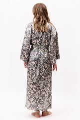 Silk Long Kimono Robe Animal Print