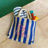 Oh La La Embroidered Straw Beach Bag