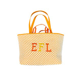 Monogram Embroidered Woven Hand Bag