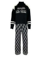 TE LOGO JACQUARD KNIT PANT, BLACK/SNOW