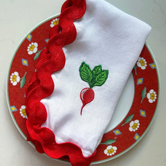 Emrboidered Radish Cocktail Napkins | Set of 2
