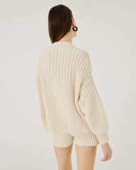 Delčia: Oat Cotton Sweater & Shorts Set